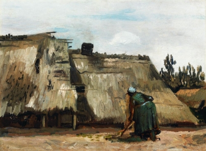 Picture of A PEASANT WOMAN DIGGING IN FRONT OF HER COTTAGE (C.1885)