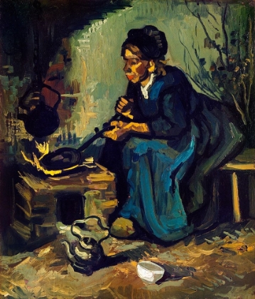 Picture of PEASANT WOMAN COOKING BY A FIREPLACE (1885)