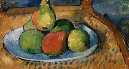 Picture of PLATE OF FRUIT ON A CHAIR