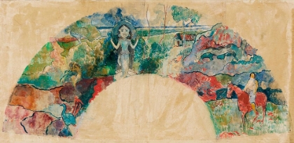 Picture of DESIGN FOR A FAN FEATURING A LANDSCAPE AND A STATUE OF THE GODDESS HINA