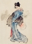 Picture of WOMAN, FULL-LENGTH PORTRAIT, WEARING KIMONO WITH CHECK DESIGN
