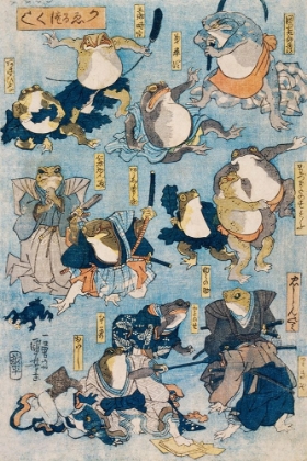Picture of FAMOUS HEROES OF THE KABUKI STAGE PLAYED BY FROGS