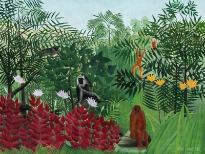 Picture of TROPICAL FOREST WITH MONKEYS 1910