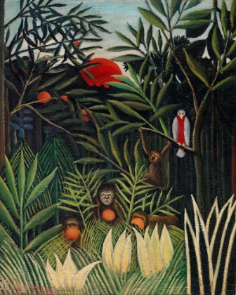 Picture of MONKEYS AND PARROT IN THE VIRGIN FOREST 1906