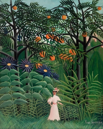 Picture of WOMAN WALKING IN AN EXOTIC FOREST
