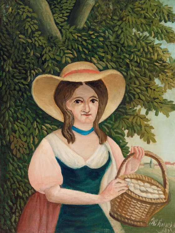 Picture of WOMAN WITH BASKET OF EGGS 1910