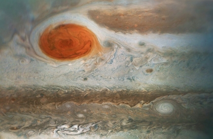 Picture of JUPITERS GREAT RED SPOT AS VIEWED BY VOYAGER 1