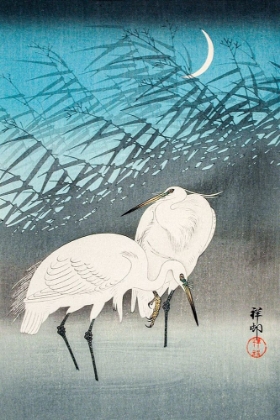 Picture of EGRETS AND REEDS IN MOONLIGHT
