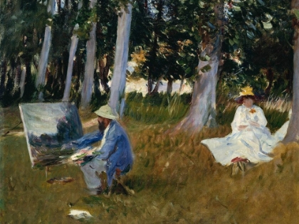 Picture of CLAUDE MONET PAINTING BY THE EDGE OF A WOOD