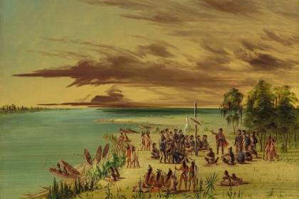 Picture of LA SALLE CLAIMING LOUISIANA FOR FRANCE. APRIL 9, 1682