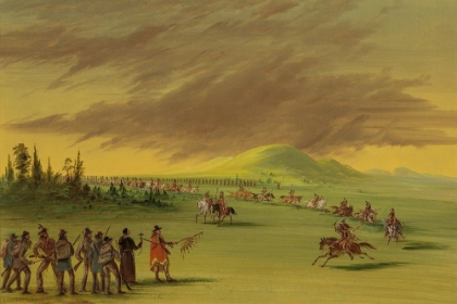 Picture of LA SALLE MEETS A WAR PARTY OF CENIS INDIANS ON A TEXAS PRAIRIE. APRIL 25, 1686
