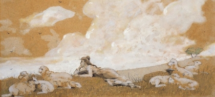 Picture of GIRL AND SHEEP