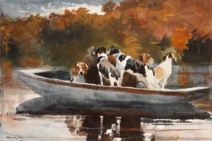 Picture of HUNTING DOGS IN BOAT 