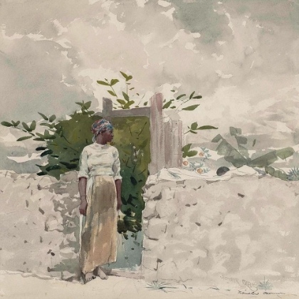 Picture of WOMAN STANDING BY A GATE, BAHAMAS