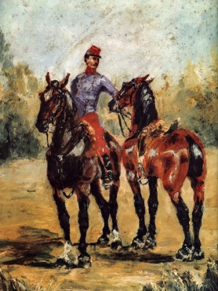 Picture of GROOM WITH TWO HORSES