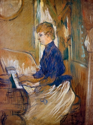 Picture of AT THE PIANO MADAME JULIETTE PASCAL IN THE SALON OF THE CHATEAU DE MALROME