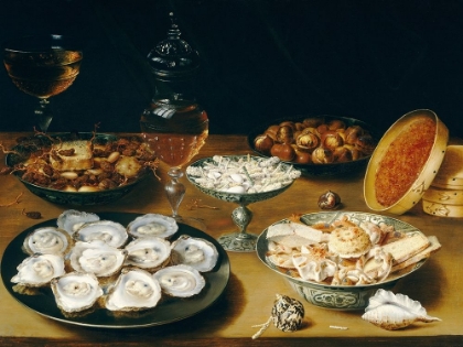 Picture of DISHES WITH OYSTERS, FRUIT, AND WINE AT STILL LIFE