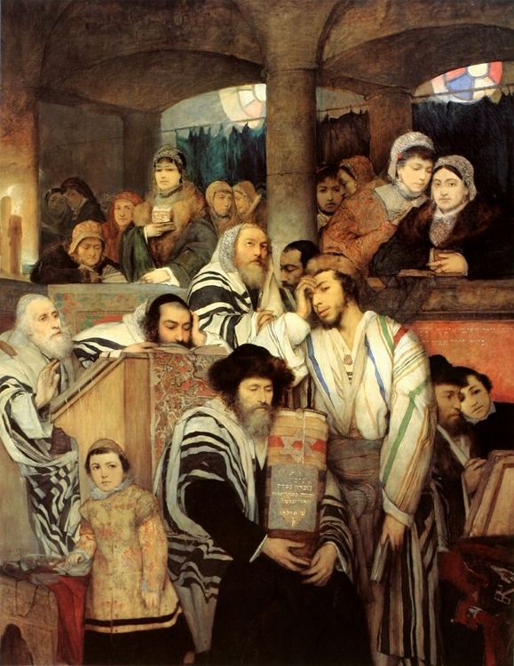 Picture of JEWS PRAYING IN THE SYNAGOGUE ON YOM KIPPUR