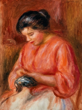 Picture of GIRL DARNING 1909