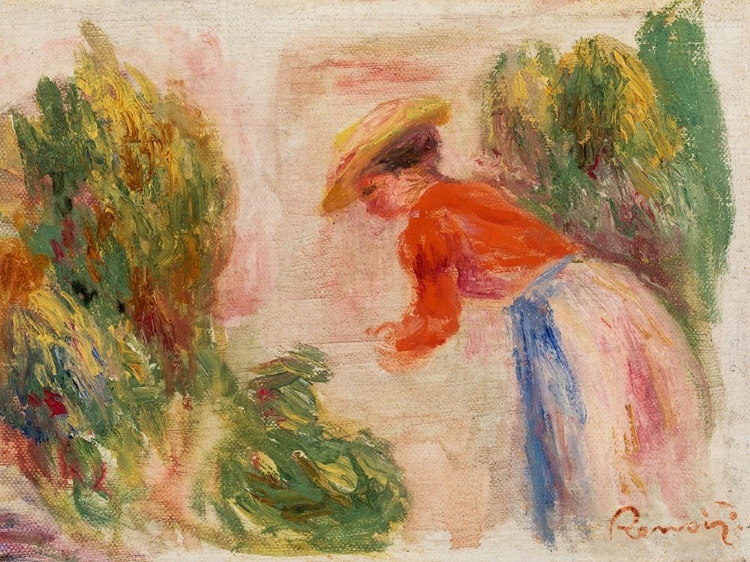 Picture of WOMAN GATHERING FLOWERS 1910