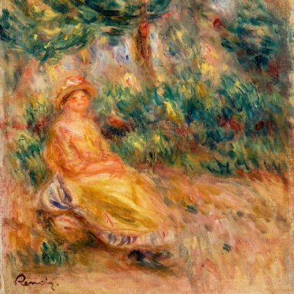 Picture of WOMAN IN PINK AND YELLOW IN A LANDSCAPE