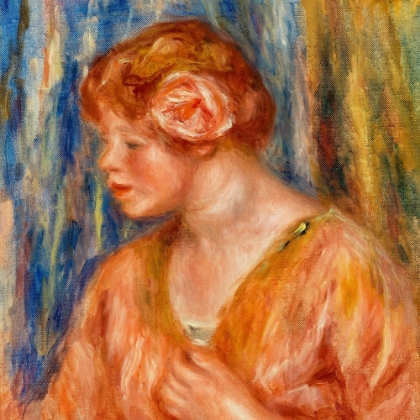 Picture of YOUNG WOMAN WITH ROSE 1917