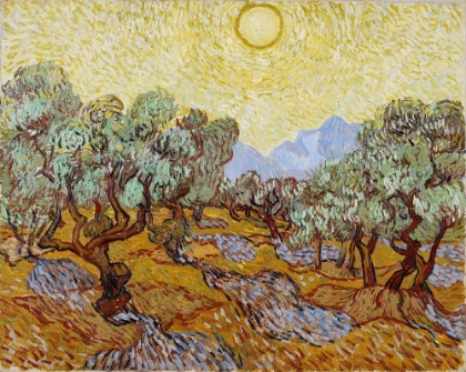 Picture of OLIVE TREES WITH YELLOW SKY AND SUN