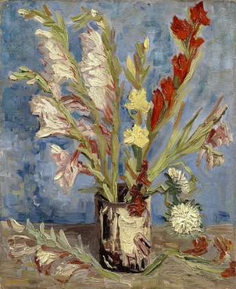 Picture of VASE WITH GLADIOLI AND CHINA ASTERS