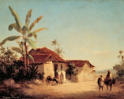 Picture of LANDSCAPE WITH FARMHOUSES AND PALM TREES