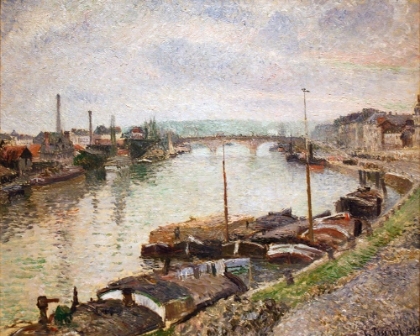 Picture of THE STONE BRIDGE AND BARGES AT ROUEN