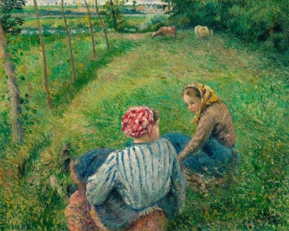 Picture of YOUNG PEASANT GIRLS RESTING IN THE FIELDS NEAR PONTOISE