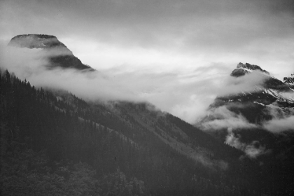 Picture of MOUNTAIN PARTIALLY COVERED WITH CLOUDS-GLACIER NATIONAL PARK-MONTANA