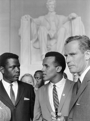 Picture of POITIER BELAFONTE HESTON CIVIL RIGHTS MARCH 1963