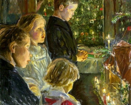 Picture of CHILDREN BY THE CHRISTMAS TREE