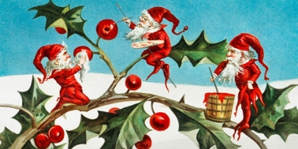 Picture of SANTA ELVES PAINTING BERRIES ON HOLLY LEAVES