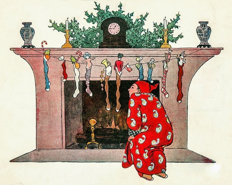 Picture of AND GIVING A NOD, UP THE CHIMNEY HE ROSE