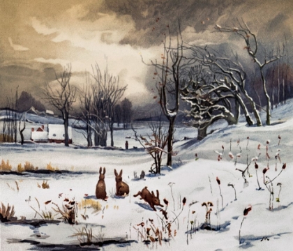 Picture of WINTER LANDSCAPES RABBITS