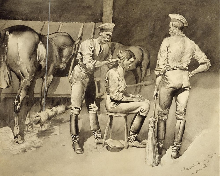 Picture of A HAIRCUT IN A CAVALRY STABLE