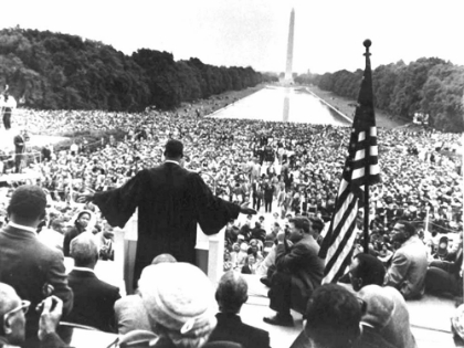 Picture of DR. MARTIN LUTHER KING JR. ADDRESSING THE CROWD DURING THE 1957 PRAYER PILGRIMAGE FOR FREEDOM