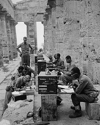 Picture of WWII 480TH PORT BATTALION SET UP BETWEEN THE COLUMNS OF THE ANCIENT GREEK TEMPLE OF NEPTUNE