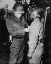 Picture of WWII LT. GEN. GEORGE S. PATTON-U.S. THIRD ARMY COMMANDER-PINS THE SILVER STAR ON PRIVATE ERNEST A. J