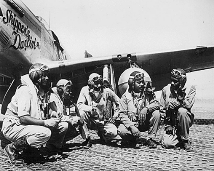 Picture of WWII FLIERS OF A P-51 MUSTANG GROUP OF THE 15TH AIR FORCE IN ITALY
