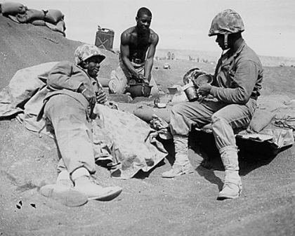 Picture of WWII MARINES ON THE BEACH AT IWO JIMA
