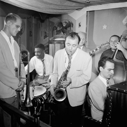 Picture of BILL HARRIS-DENZIL BEST-FLIP PHILLIPS-BILLY BAUER-LENNIE TRISTANO-CHUBBY JACKSON-1947. PIED PIPER-NY