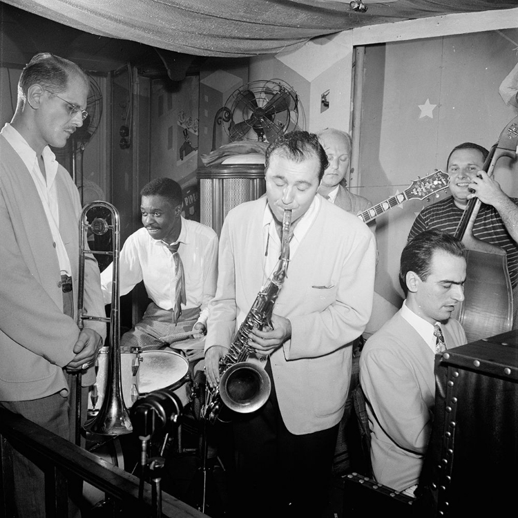 Picture of BILL HARRIS-DENZIL BEST-FLIP PHILLIPS-BILLY BAUER-LENNIE TRISTANO-CHUBBY JACKSON-1947. PIED PIPER-NY