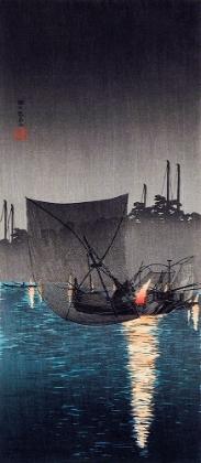 Picture of TSUKUDA ISLAND-FISHING NETS AT NIGHT