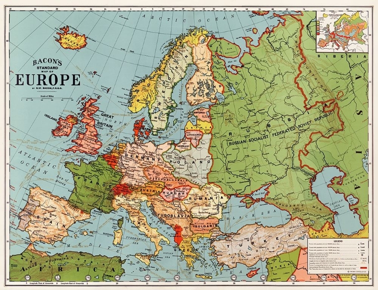 Picture of BACONS STANDARD MAP OF EUROPE