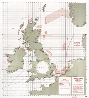 Picture of BRITISH ISLANDS APPROXIMATE POSITIONS OF MINEFIELDS 1918