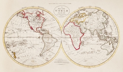 Picture of A MAP OF THE WORLD FROM THE BEST AUTHORITIES 1795