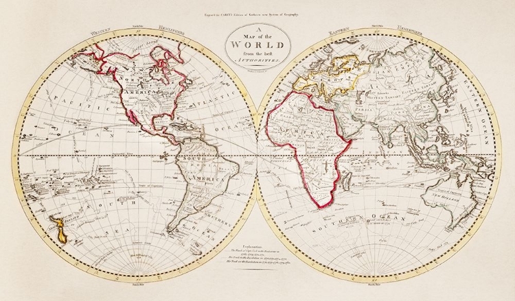 Picture of A MAP OF THE WORLD FROM THE BEST AUTHORITIES 1795